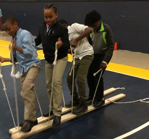 Boys playing games on Advisory Day